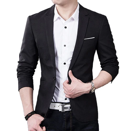 Men\'s Solid Color Step Collar Slim Blazer Formal Business Wear One Button Suit Highend Men Casual Business Suit costume homme