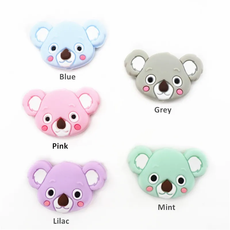 Chengkai 50pcs Silicone Koala Teether Beads DIY Baby Animal Cartoon Teething Sensory Toy Pacifier Jewelry Making Beads