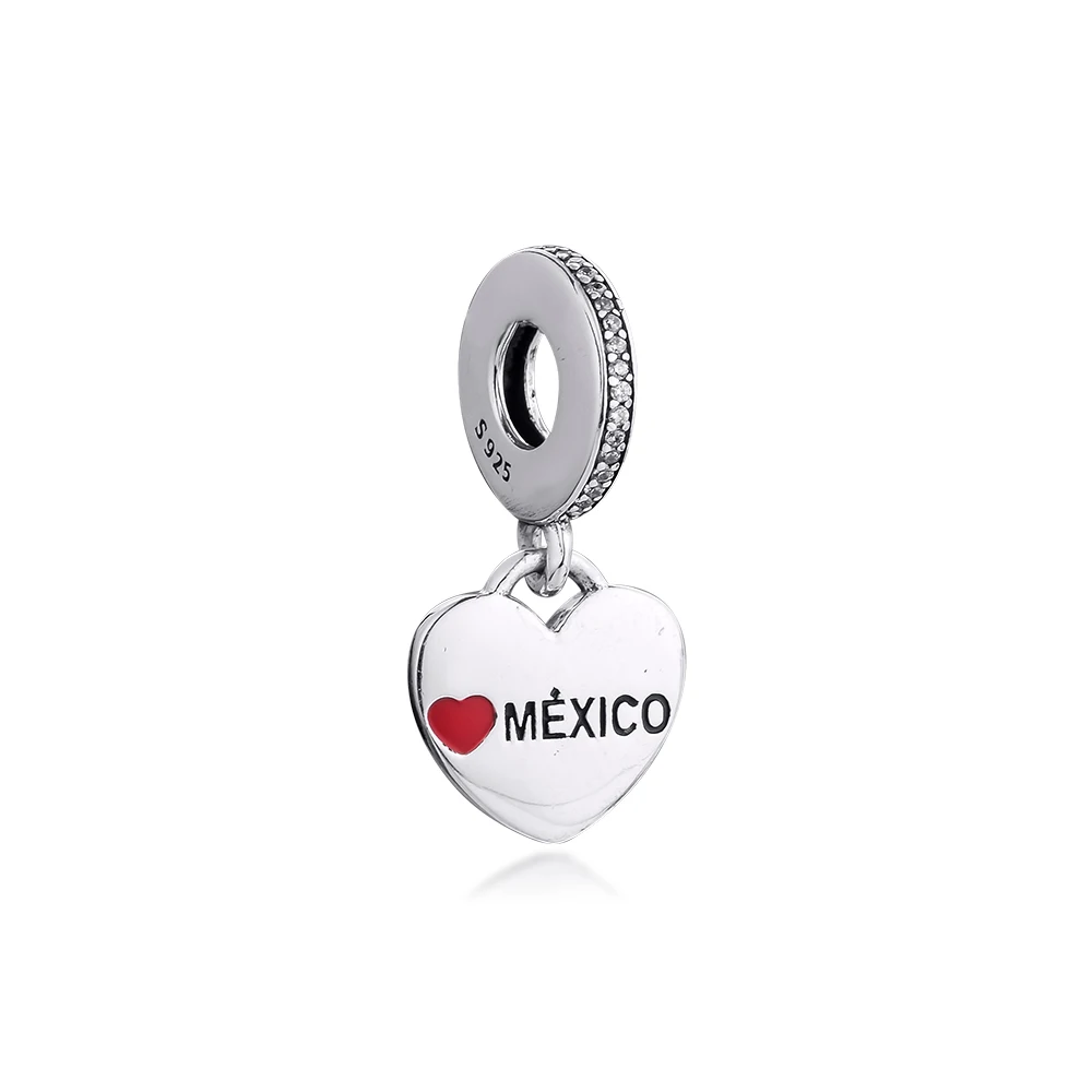 Past Europa 925 Originele Armband I Love Mexico Charms Sterling Zilveren Kralen Voor Sieraden Maken Pulseras