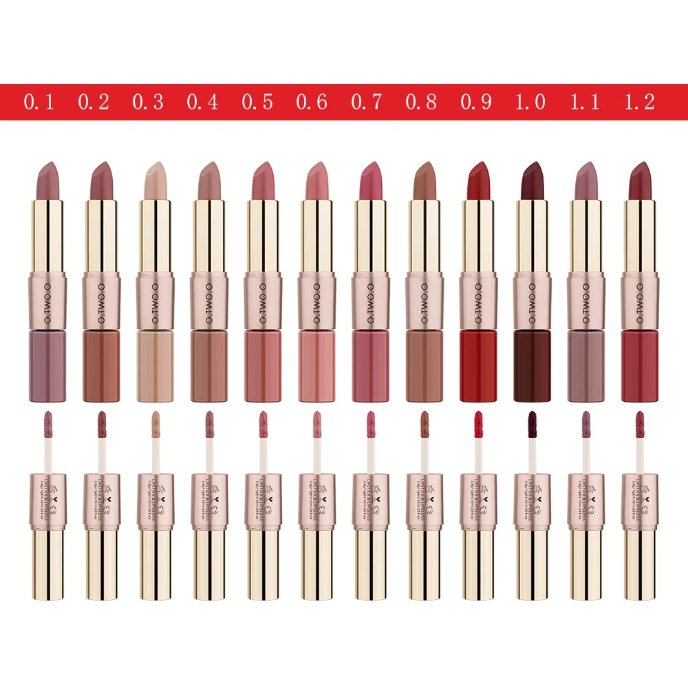 O.TWO.O 12 Colors Lips Makeup Lipstick Lip Gloss Long Lasting Moisture Cosmetic Lipstick Red Lip Matte Lipstick Waterproof