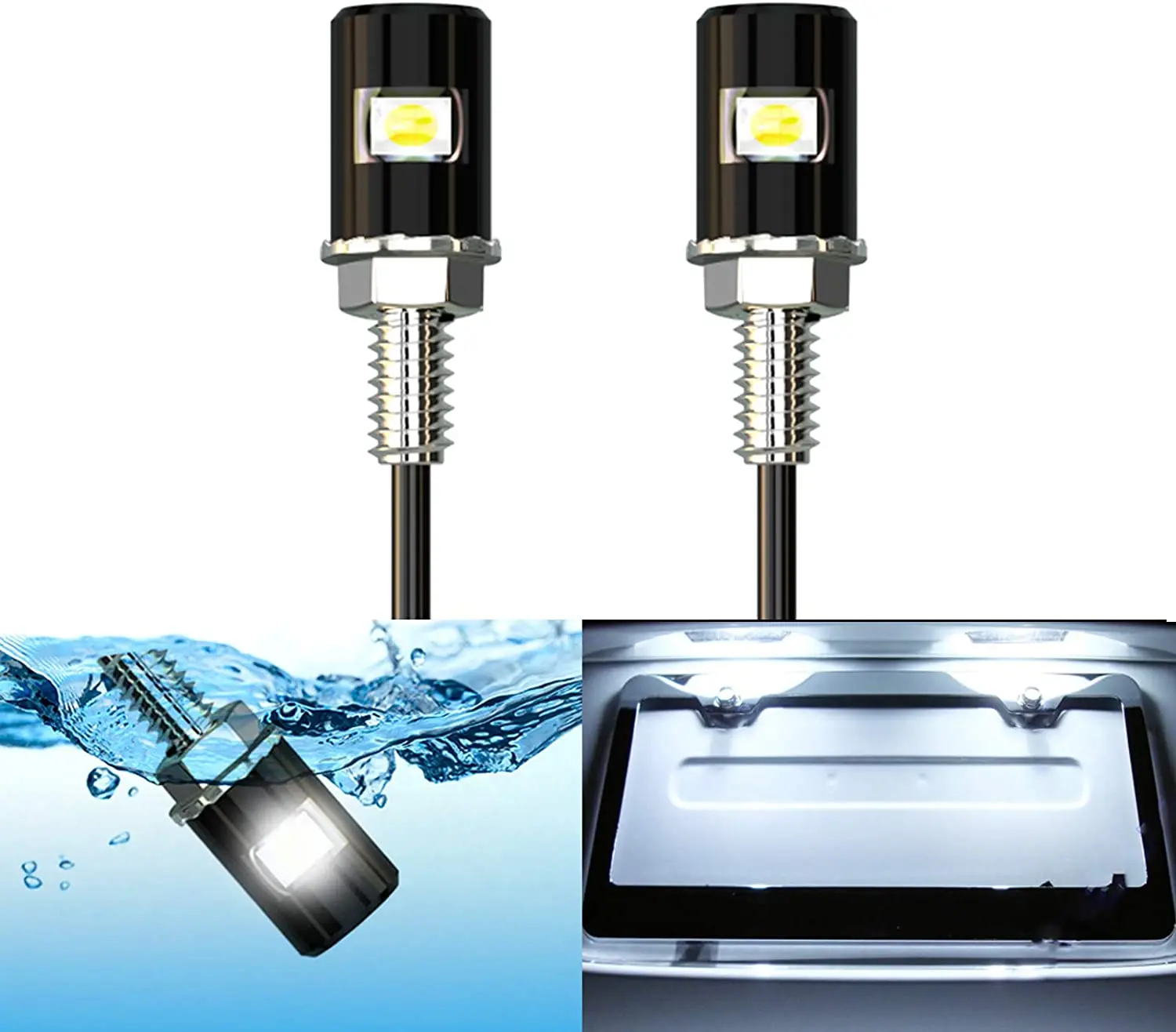 LED Car Motorcycle License Number Plate Lights Lamp Auto Tail Front Screw Bolt Bulbs Lamps Light Source 12V 5630 SMD