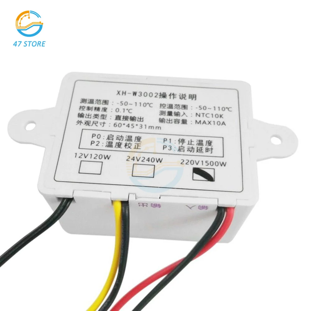 W3002 12V 24V 110V 220V LED Digital Temperature Controller Thermostat Thermoregulator Sensor Meter Fridge Water Heating Cooling