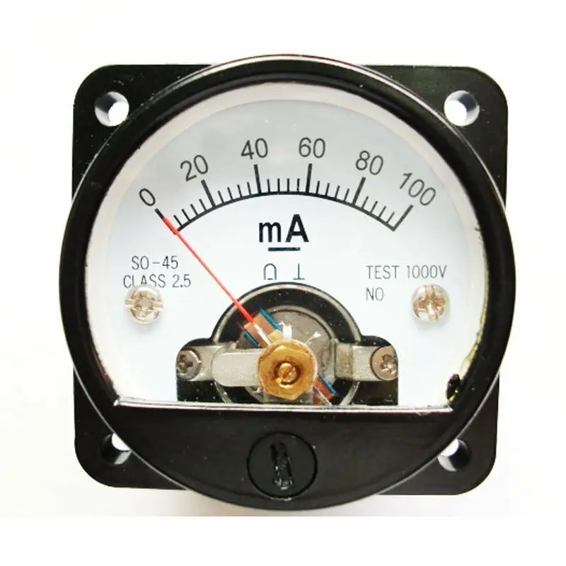 Ammeter SO-45 Class 2.5 Accuracy DC 0-100mA Round Analog Panel Meter Black