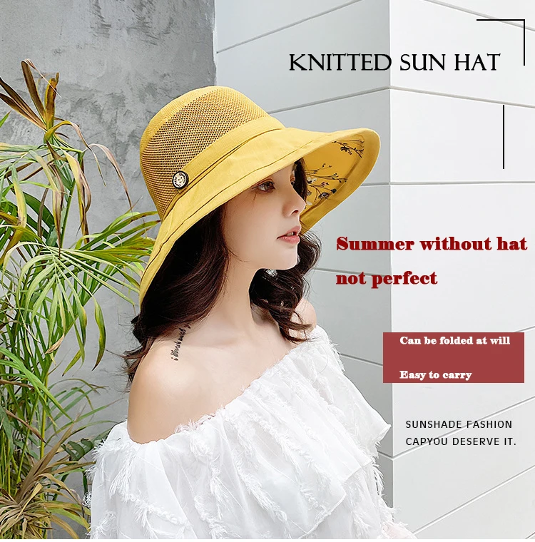 K116 Damen Eimer Hut Panama Mode Sonnenblende atmungsaktiv Fischer Schutz hut Sommer hüte Strand Sonnen hüte atmungsaktiv – Detail 1