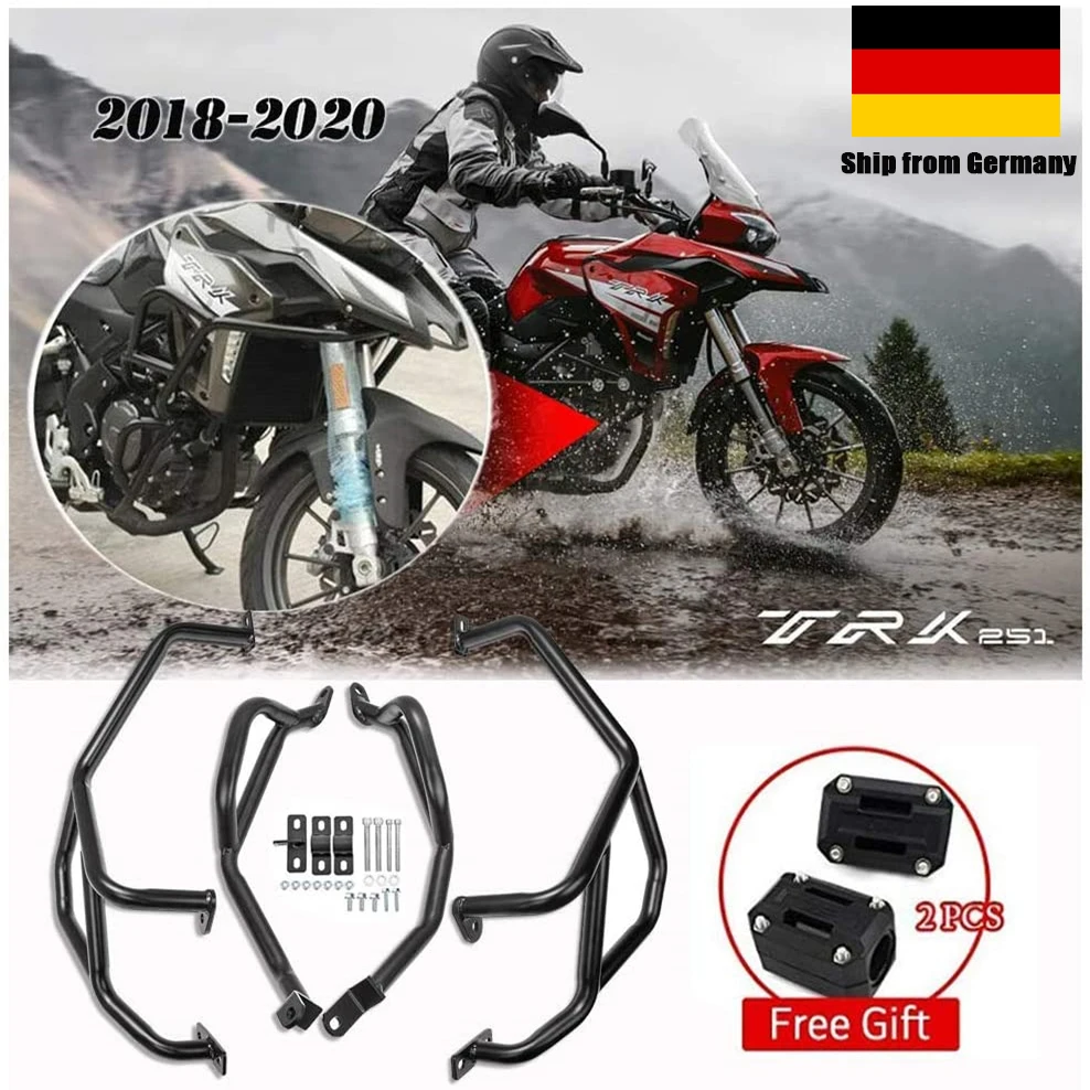 

Upper Lower Crash Bar Engine Guard Stunt Cage Frame Bumper Body Protector for 2018 2019 2020 Benelli TRK 251 Accessories Moto