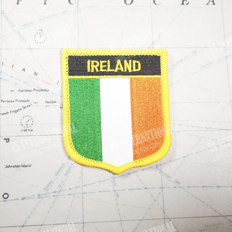 IRELAND National Flag Embroidery Patches Badge Shield And Square Shape Pin One Set On The Cloth Armband   Backpack  Decoration