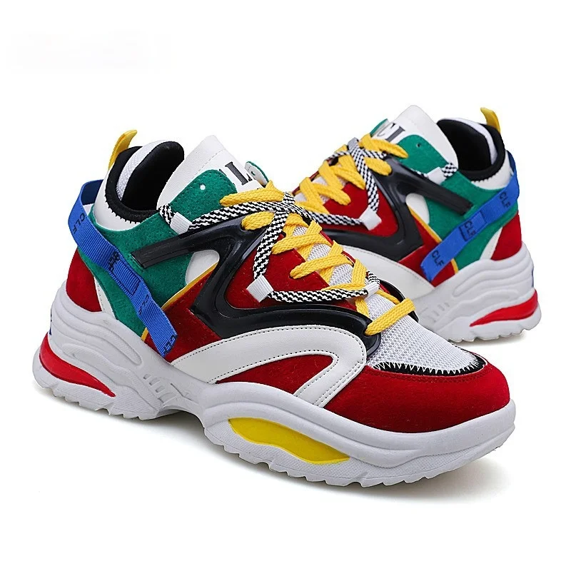 Vulcanized Men's Shoes 2021 New Men's and Women's Lace Up Thick Soled Leisure Sports Shoes Fashion Breathable Sports Shoes