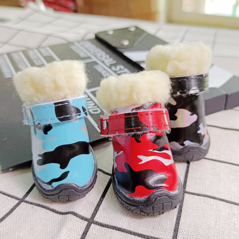 Camouflage Pet Dog Shoes Waterproof Thicken Snow Winter Fashion 4pcs/set Puppy Small Animal Chihuahua Cat Paw Care Boots Product