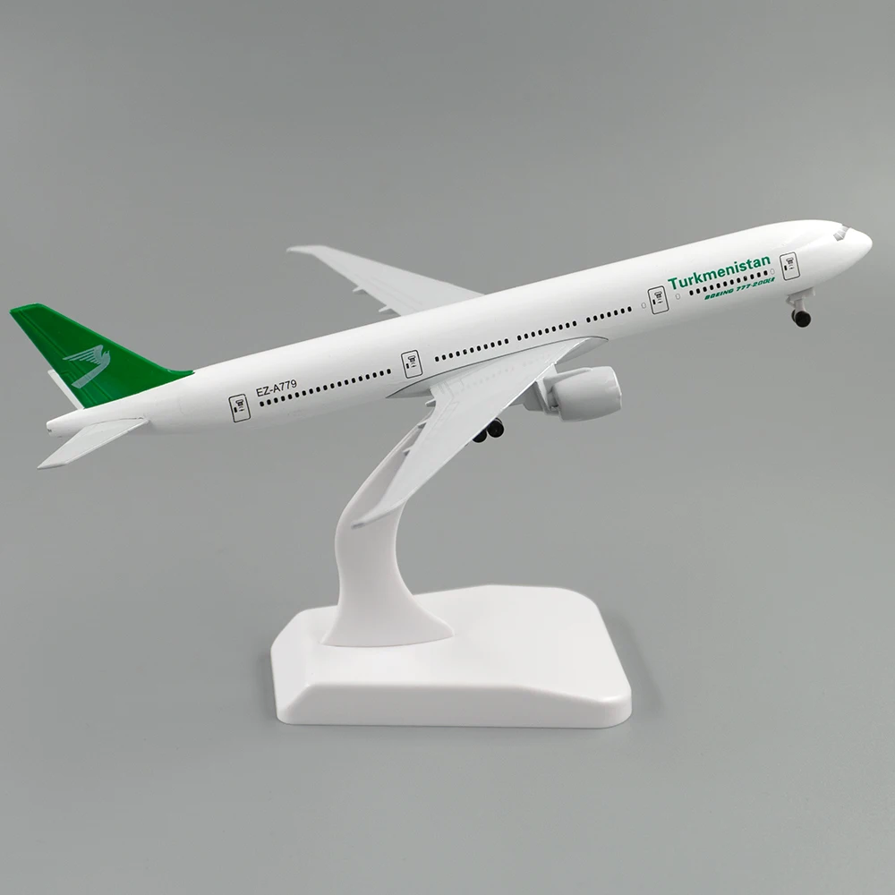 

18cm Aircraft Boeing 777 Turkmenistan Airlines Alloy Plane B777 with Wheel Model Children Gift for Collection Home Decoration