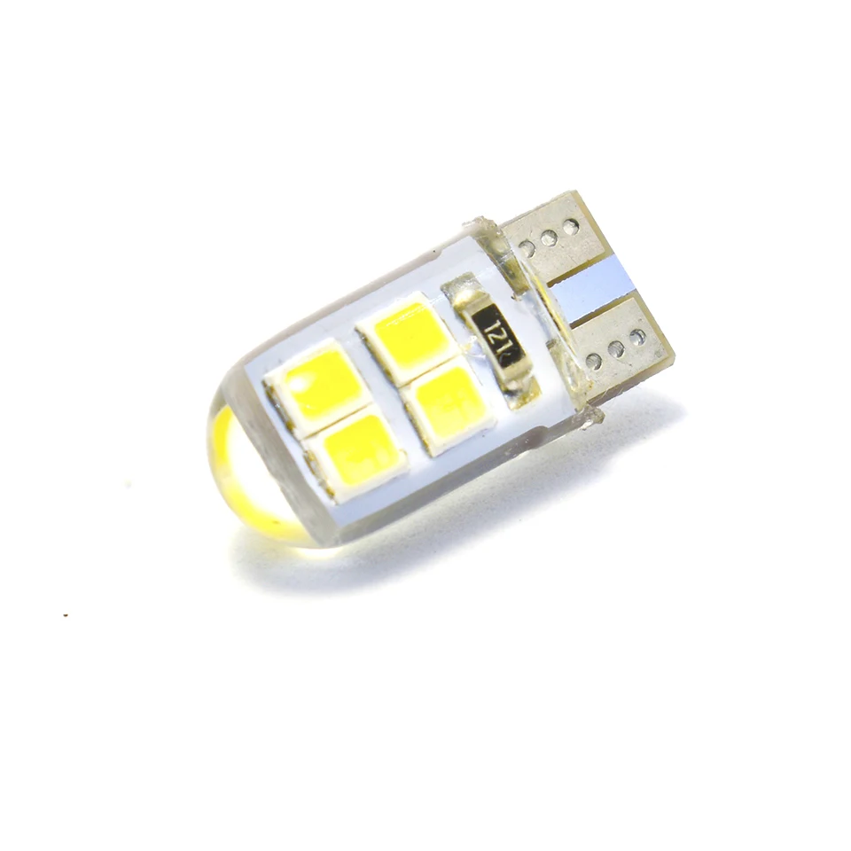 Lumière d\'intérieur de voiture en silice, 1 pièce, W5W, LED T10, SMD 194 168, haute luminosité, porte, plaque d\'immatriculation, lampe à cale, 12V,