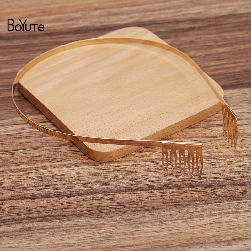 BoYuTe (10 Pieces/Lot) 120*4MM Metal Iron Headband Hair Band with 23*25MM Comb Handmade Diy Jewelry Making Materials