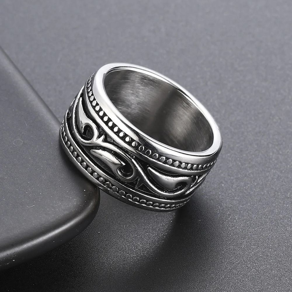 Valily New Vintage Viking Pirate Fish Hook Ring for Man Stainless Steel Men's Metal Silver Accessories Party Jewelry