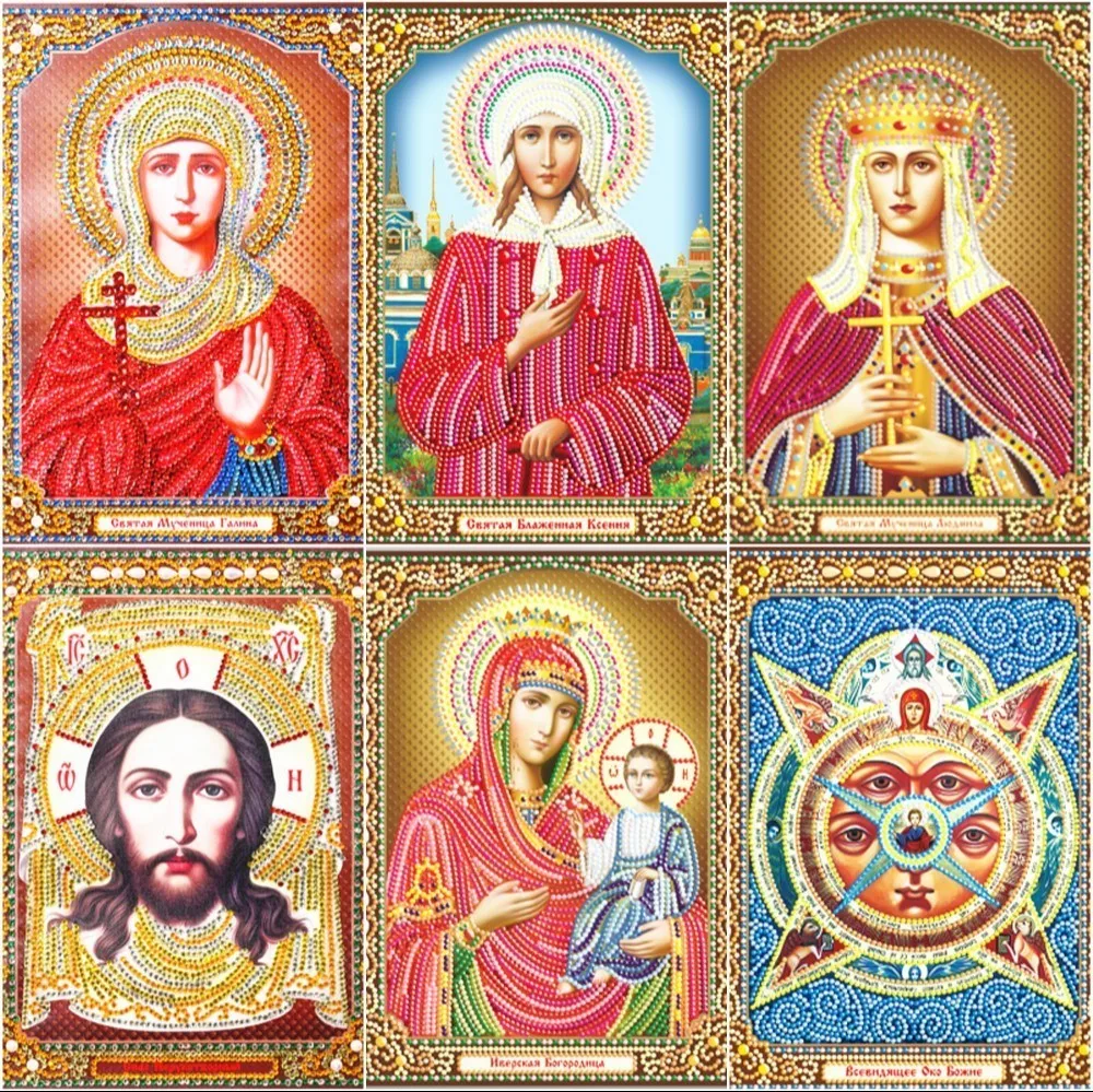 Full Drill Square Diamond Painting Religious DIY Diamond Embroidery Religion Icon Picture Of Rhinestone Diamond Mosaic Madonna