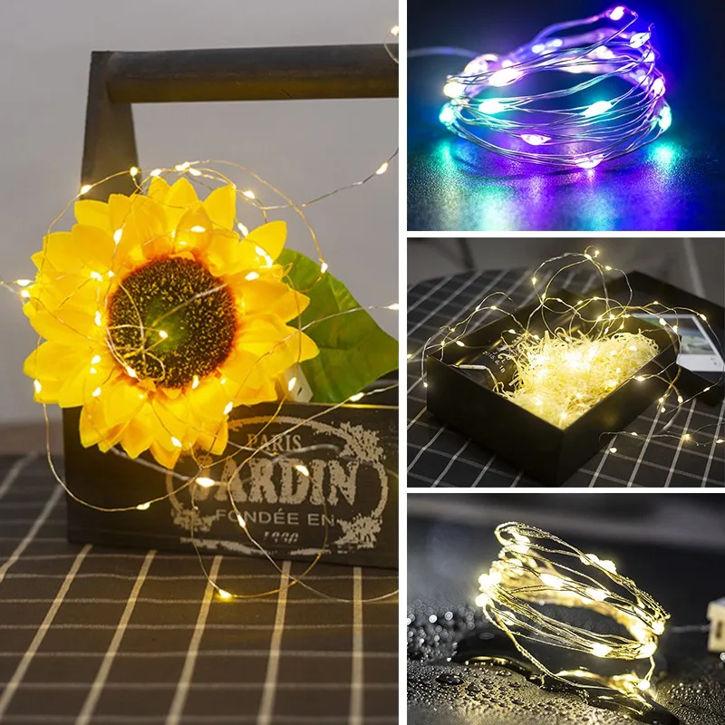 6Pcs 1M 2M Battery Operated Fairy Lights Smart Flashing Decoration LED Fairy String Light Party Holiday Christmas Decoration