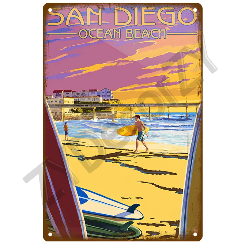 Hawaii Beach Blechschild Poster Vintage Wandposter Metallschild Dekorative Wandplatte Küchentafel Metall Vintage Dekor Zubehör – Detail 15