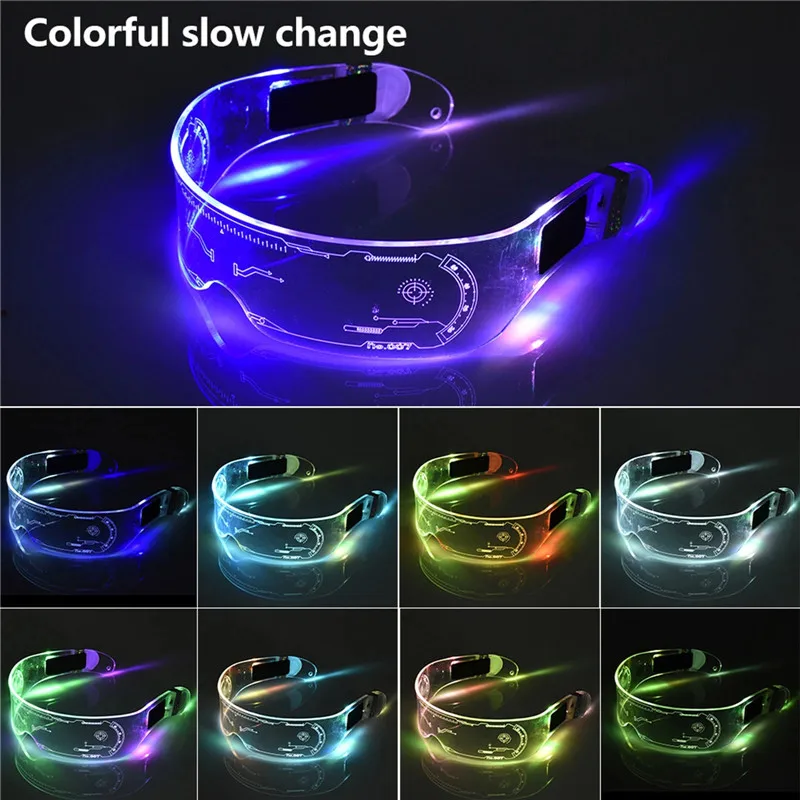 5Pcs Upgrade Led Colorful Luminous Glasses 7 Color Light Up Visor Goggles Eyeglasses Rave KTV Party EyeWare Bar Festival Decor