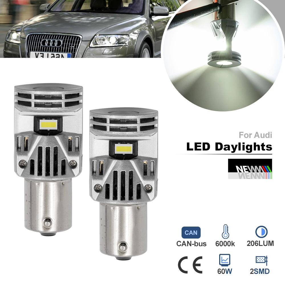 

Для Audi A6 C7 4FH 4F5 4F2 2007 08 09 10 11 P21W BA15S 1156 Светодиодные лампы дневного света Canbus декодирование DRL Автомобильные фары