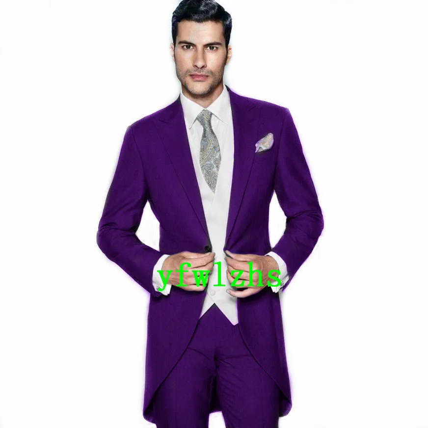 

Handsome Groomsmen Peak Lapel Groom Tuxedos Wedding Dress Men Suits Blazer Prom Dinner (Jacket+Pants+Tie+Vest) A7113