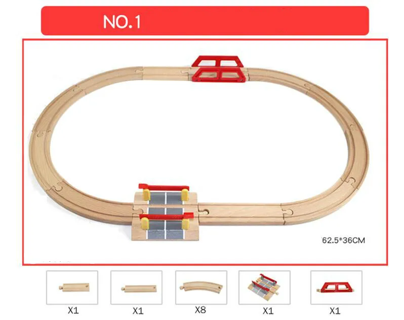 Wooden Track Set DIY Bridge Wood Track Educational Wooden Train Track Railway Accessories Toy Gift for Kid Wood Block Component