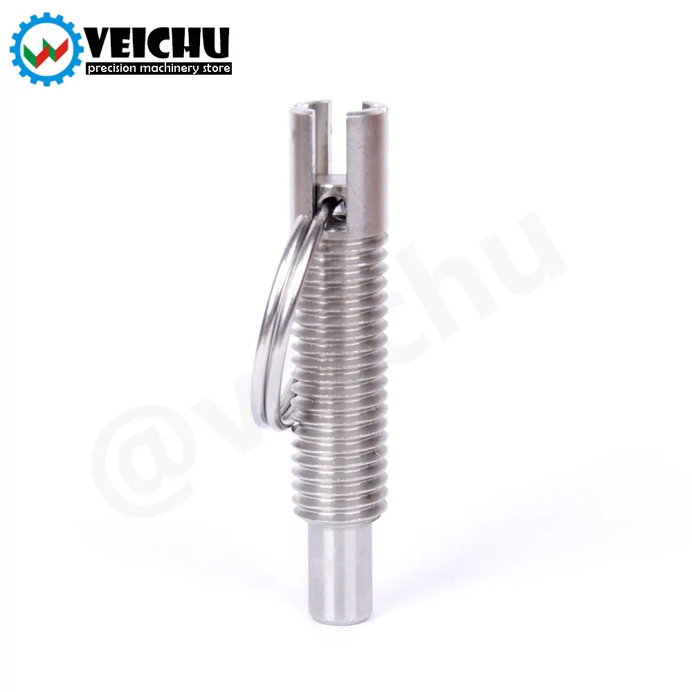 VEICHU 1pc Stainless/Carbon Steel Locating Pins Hand Retractable Spring Pins VCN234 M6~M16 Index Bolt Indexing Plunger With Ring