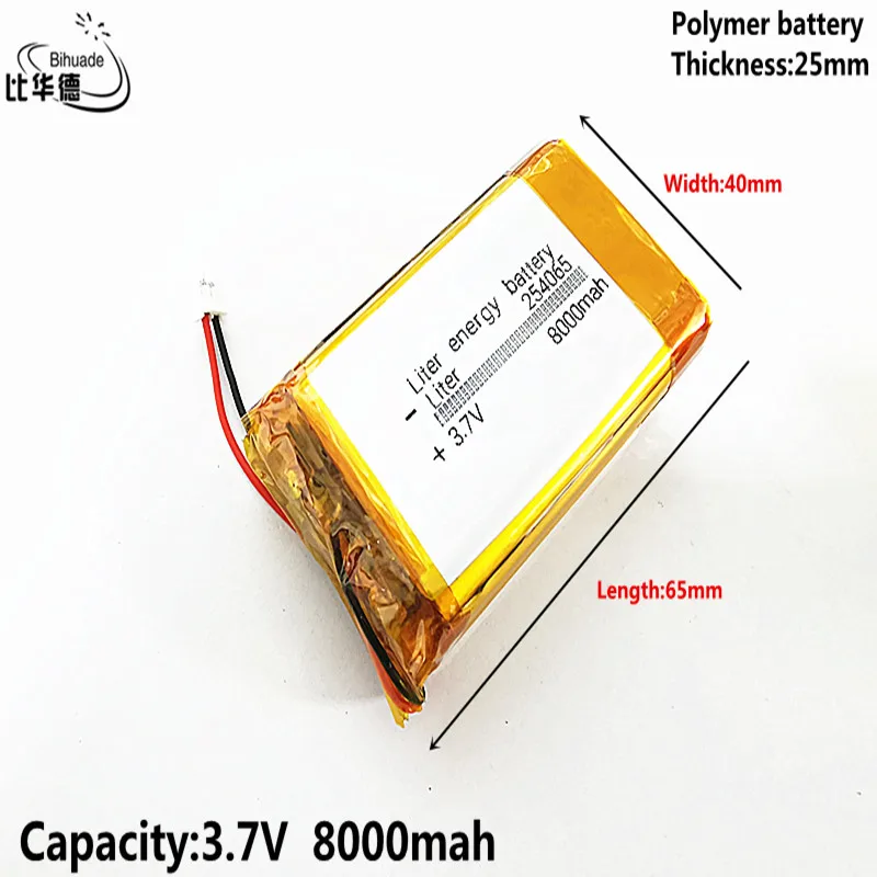 3.7V,8000mAH 254065 Liter energy battery Good Qulity Polymer lithium ion / Li-ion battery for tablet pc BANK,GPS,mp3,mp4