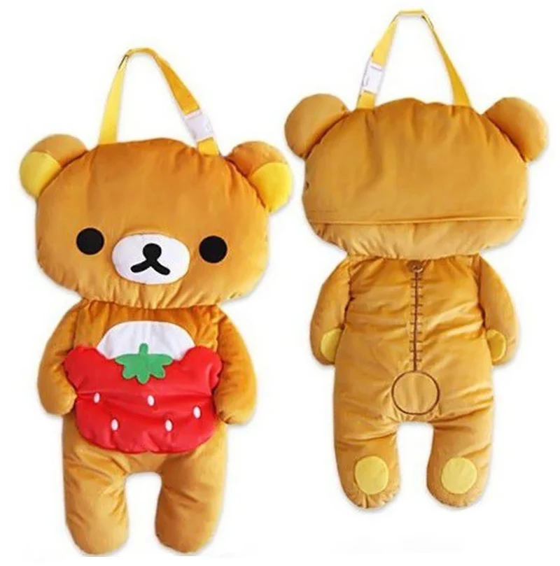 

New Cute Rilakkuma Bear With Strawberry Plush Car Seat Cover Cushion Pillow Stuffed Toy Doll Kids Gifts