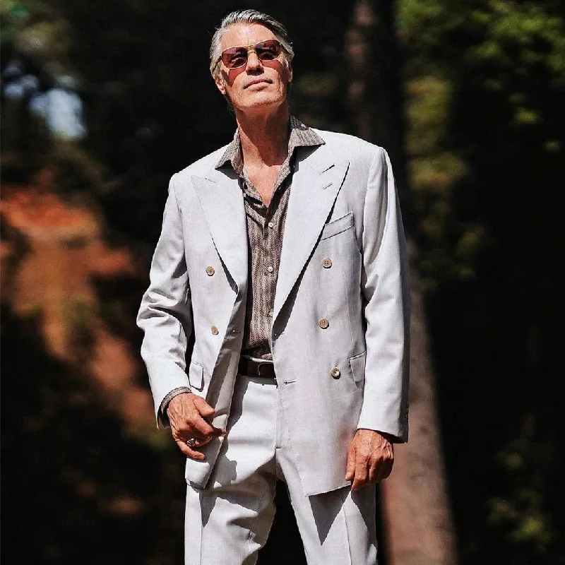 

Latest Design Men Suits 2 Pieces Casual Wide Peak Lapel Solid Color High Quality Slim Fit Formal Business Wedding Causal Prom
