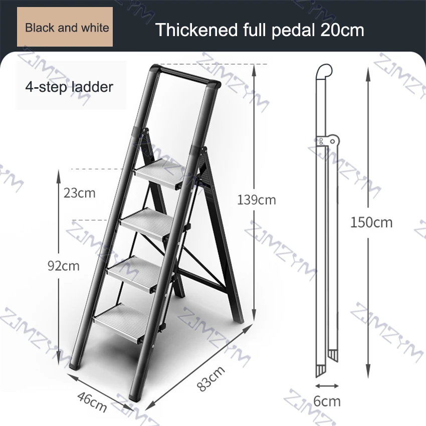 Échelle pliante à chevrons pour la maison, échelle légère à 4 marches, roulement de 150KG, échelle télescopique multifonctionnelle en alliage d'aluminium