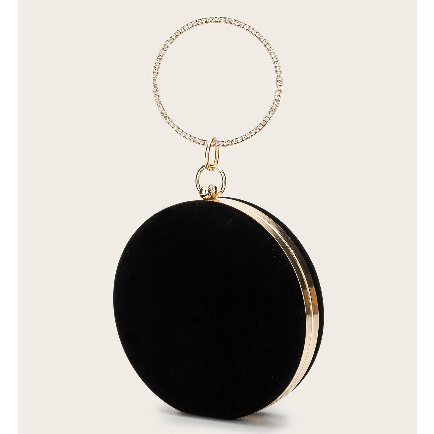 Black Velvet Round Clutch bag Women\'s mini Evening Bag Wedding Purse Handbag  2022 new Exquisite Chain Shoulder Bags B384