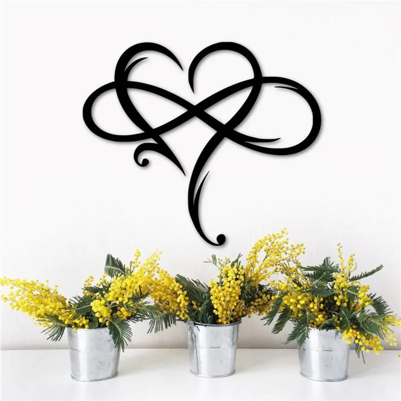 Infinity Heart Steel Wall Decor Metal Wall Art Love Wall Sign for Home Wedding Decor Wind Chimes Hanging Decorations