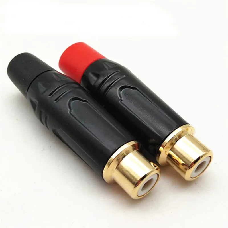 20pcs RCA Connector High quality RCA male Female Connector gold plated audio adapter pigtail speaker plug for 7MM Cable