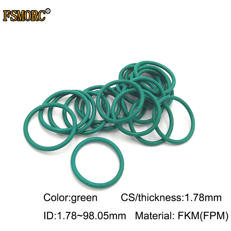 Green FKM o rings  ID1.78mm~98.05mm*1.78mm thickness/CS Oil resistant acid and alkali resistant sealing Gasket FPM o-ring