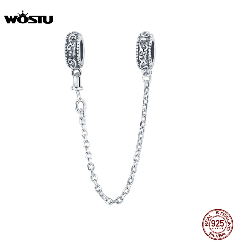 WOSTU Silver Stopperใหม่มาถึง 925 ห่วงโซ่ความปลอดภัยเงินสเตอร์ลิงลูกปัดStopper Charm Fitสร้อยข้อมืองูDIYเครื่องประดับCQC1546