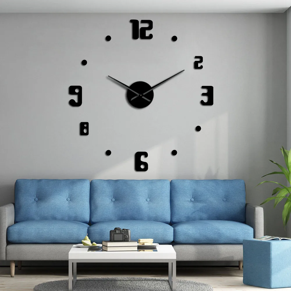 

DIY Large Modern Design Quartz Wall Clocks Giant Wall Watch Big Clock Needle Acrylic Mirror Diy Sticker 3D Stickers Home Decor