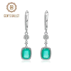Gem's Ballet Natural Green Agate Earrings Solid 925 Sterling Silver 4.43ct Gorgeous Fine Jewelry Drop Earrings For Women