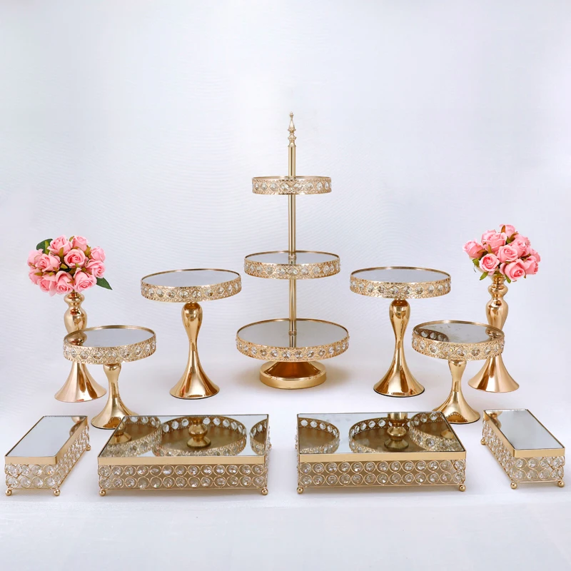 Crystal Cake Stands Set 3 tiers  Mirror Cupcake Stand Cake Dessert Holder with afternoon tea Wedding birthday party