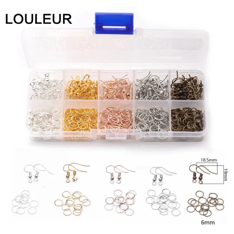 

1 Box Alloy Accessories Jewelry Findings Set Jewelry Making Kits OpenJump Rings Earring Hooks Jewelry Making Supplies Kit