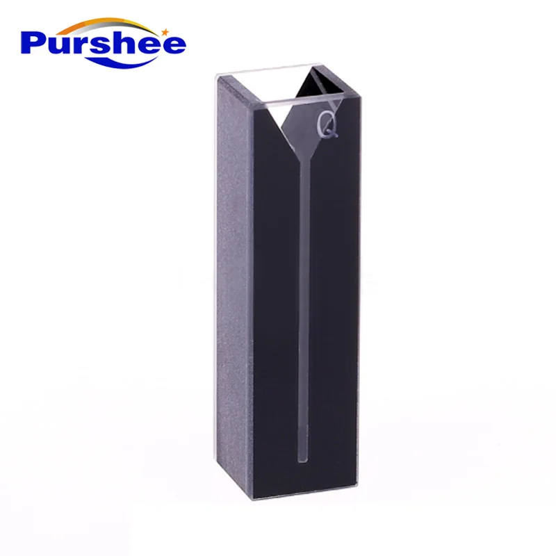 2PCS 350ul  Micro JGS1 Quartz Cuvette Cell With Black Walls And Lid 1mm Inside Width