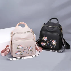 Ladies Small Backpack Travel Bag Vintage Oxford Cloth Schoolbag Kids Women Handbag Flower Print Student Backpacks