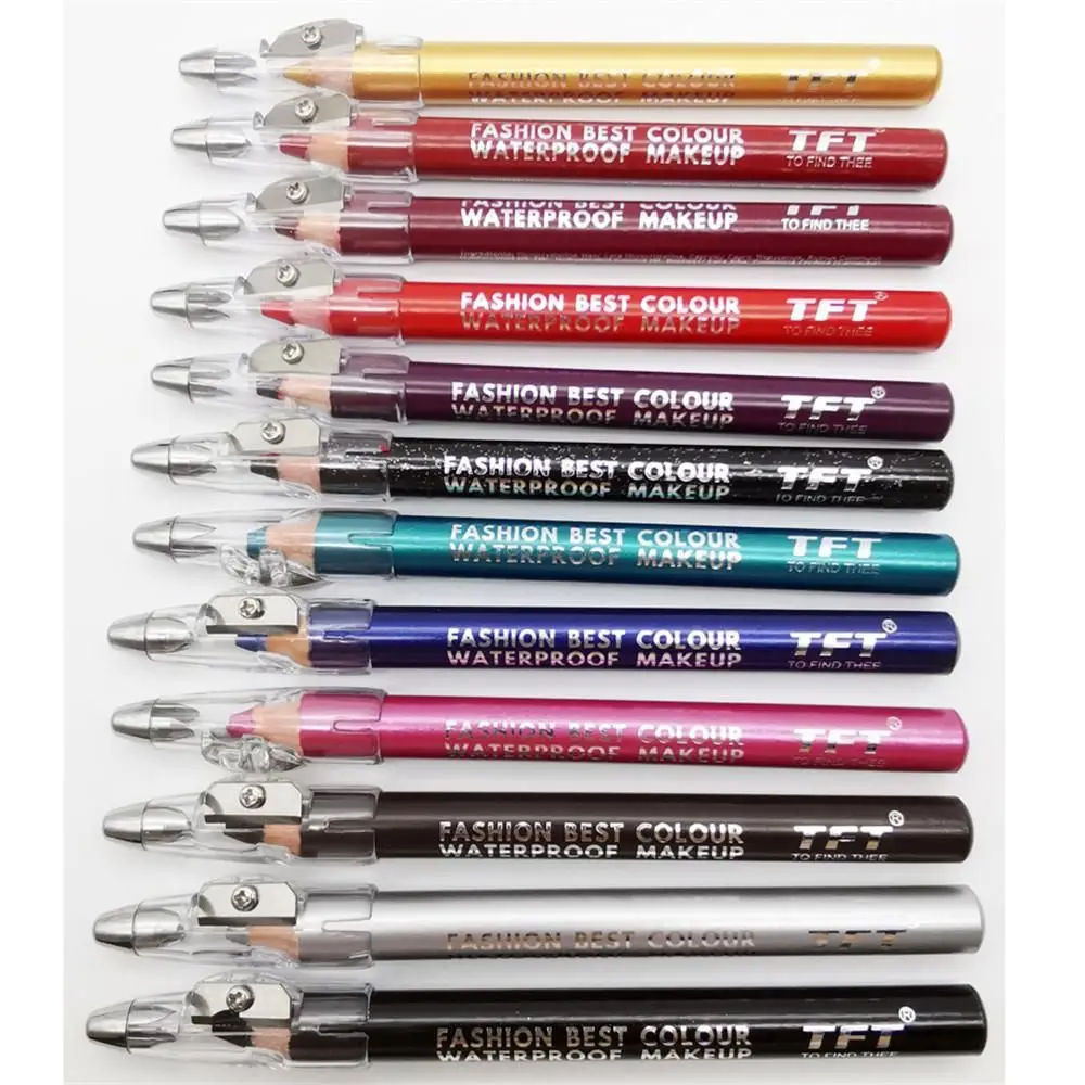Beauty Glitter Colourful Long Lasting Eye Shadow&Liner Pen Highlighter Pigment Matte Waterproof Eyeliner Pencil with Sharpener