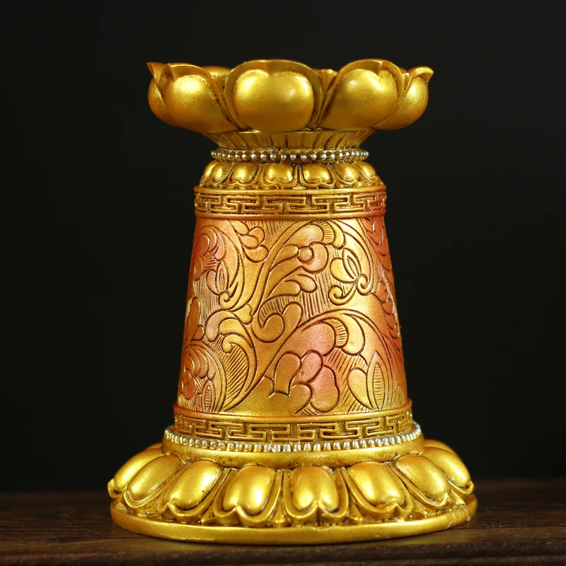 13.5cm Classic Resin Tibetan Buddhist Supplier Delicate Lotus Base Decorate Hand Cranking Prayer Wheel Base