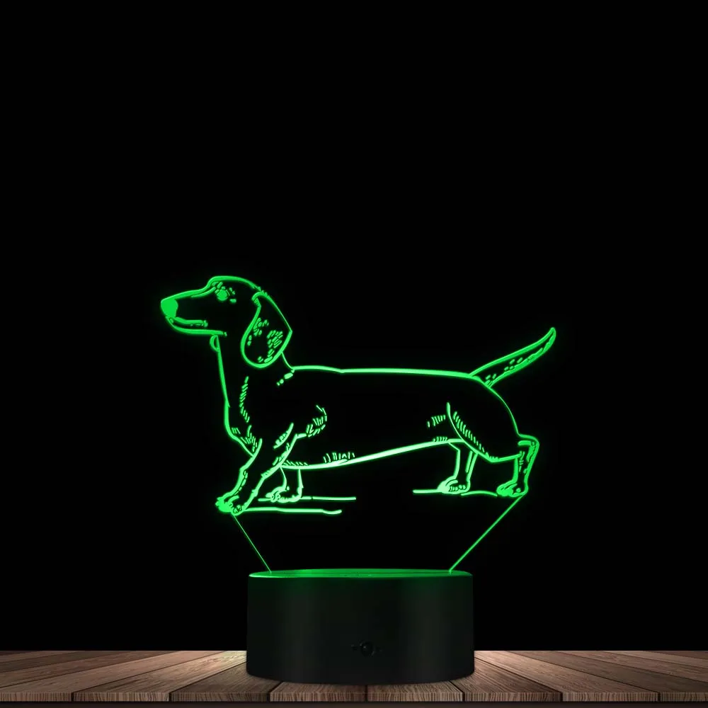 Lâmpada de led para decoração noturna, salsicha e cão de raça com ilusão óptica 3d, luz noturna de animais de estimação, cachorro