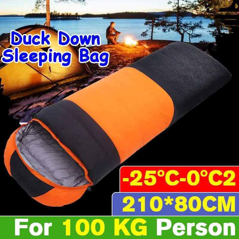 Camping  Fill Hydrophobic Duck Down Sleeping Bag Autumn And Winter Outdoor Single Person for Camping Hiking Trekking