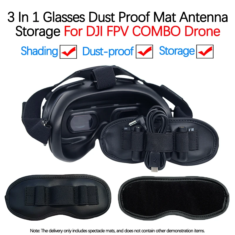 3 In 1 For DJI FPV Drone HD Digital Image Transmission Glasses Dust Proof Mat Antenna Storage Memory Card Storage Accessories