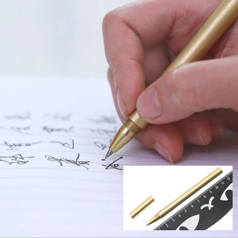 High Quality Luxury Brass Ballpoint Pen Tip 0.5mm Pure Brass Business Office Gift Pen Children\'S Student Stationery Pen 1pc