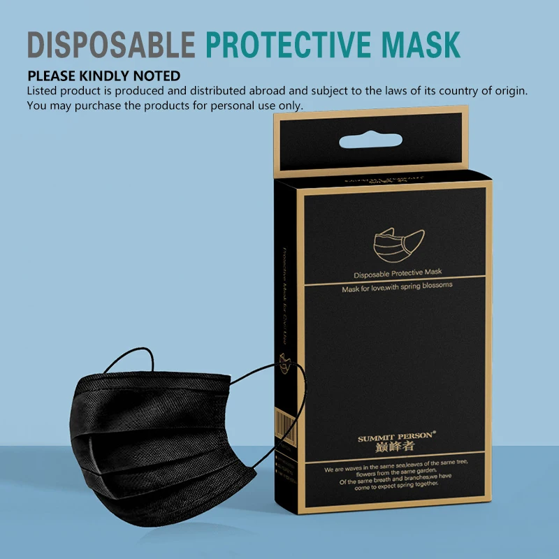 20 Black Anti Gas Dust Mouth Face Masks Mask Mascherine Mascara Anti-droplet Mascarillas de Proteccion Disposable Mouth Facemask