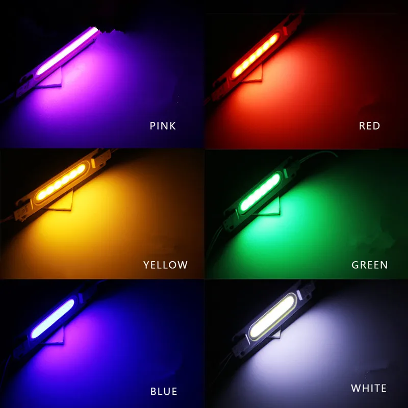 Sinal de módulo LED impermeável para propaganda, COB Light, Sign Backlight, Shop Banner, branco, vermelho, verde, azul, amarelo, rosa, 12V, 10Pcs