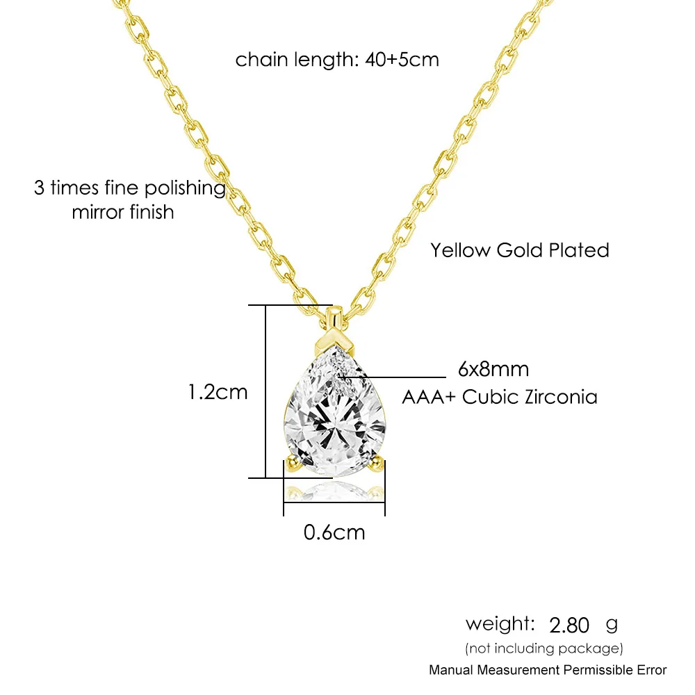 Waterdrop Pendant Necklace for Women Gold Color Crystal Choker Chain Korean Fashion Necklaces Accessories Jewelry Wholesale N511