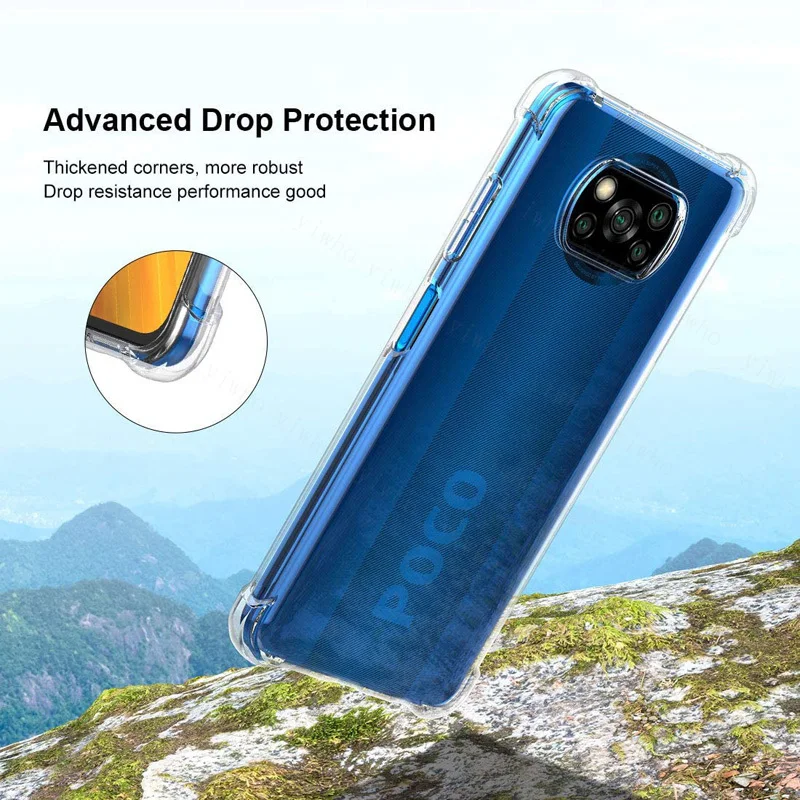 Poco X3 Phone Case Anti-fall Soft TPU Case for Xiaomi PocoX3 NFC Transparent Soft Little X3 Pocophonex3 X 3 X3nfc Back Cases