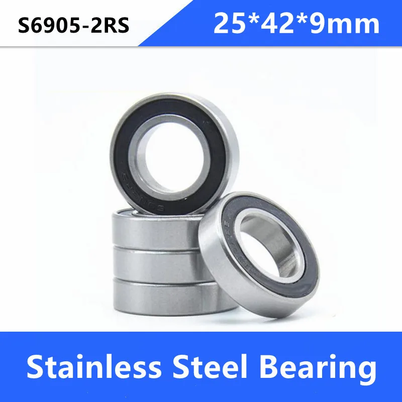 10/20pcs ABEC-5 S6905-2RS S6905RS Stainless Steel bearings 25x42x9mm deep groove ball bearing 25*42*9mm 6905 2RS 6905-2RS 6905RS